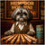shih tzu with top knot in patterned vest presenting handcrafted cigar-style fetchrolls and tin under Humidor Houdini sign