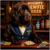 Newfoundland dog artwork titled Mighty Newfie Mixer on metal print featuring an upscale bartender scene