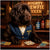 Newfoundland dog artwork titled Mighty Newfie Mixer on metal print featuring an upscale bartender scene