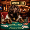 Newfoundland dog artwork titled Newfie Luck on metal print featuring a sophisticated casino poker scene