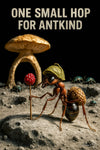 One Small Hop for Antkind humorous ant astronaut lunar landing raspberry metal print