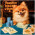 Pawsitive Poker Poms metal print featuring a smiling Pomeranian dog with poker chips, whimsical playing cards, and playful winnings