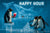 Penguins enjoying cocktails in a stylish ice bar setting with glowing blue lights, citrus drinks, and playful snowy antics in a humorous arctic lounge scene