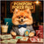 Pomeranian Payday metal print showing a playful Pomeranian dog dressed smartly playing poker with colorful chips and dog-themed playing cards