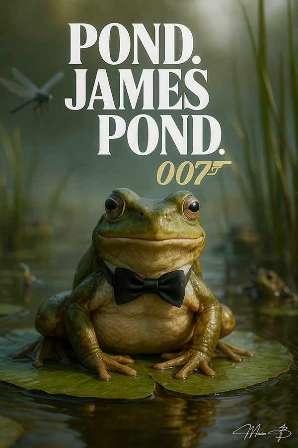 Pond James Pond 007 humorous frog secret agent spy metal print