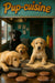 Pup-cuisine humorous puppies cooking burgers food truck metal print
