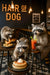 Three raccoons at a café counter with pancakes, bagels, and a Bloody Mary under a lit Hair Of The Dog sign – funny brunch-themed metal artwork