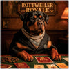 Rottweiler Royale metal print depicting a dignified Rottweiler dressed elegantly at a canine casino poker table