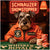 Stylish Schnauzer in orange jacket at poker table with poker chips and casino-themed background