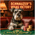 schnauzer dog at poker table with neon Schnauzers Vegas Victory sign and stacked chips