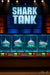 Sharks judging business pitches humorous Shark Tank parody artwork