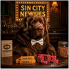 Newfoundland dog artwork titled Sin City Newfies on metal print showcasing a luxurious casino poker scene