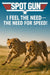 Humorous cheetah artwork titled Spot Gun showing two racing cheetahs with need for speed quote