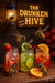 Wasps drinking colorful mason-jar cocktails under a “The Drunken Hive” sign on a Metal Print