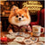 Vegas Pomeranian Palooza metal print featuring a playful Pomeranian dog in a sweater at a cozy poker table with cards and a whimsical mug