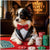 Papillon dog artwork titled Vegas Velvety Vixen on metal print depicting a stylish and luxurious casino poker setting